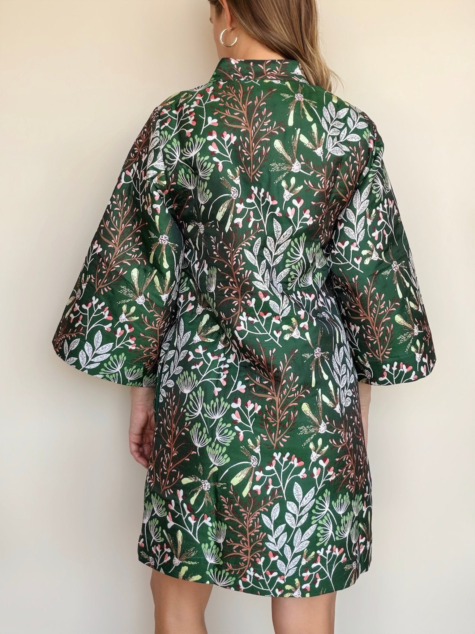 Evergreen Bloom Bell Sleeve Caftan - Elle Maxine