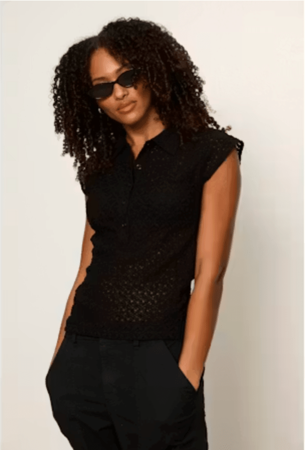 Everyday Muse Shirred Collared Tee - Elle Maxine
