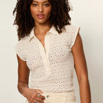 Everyday Muse Shirred Collared Tee - Elle Maxine