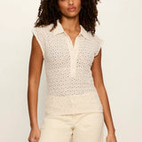 Everyday Muse Shirred Collared Tee - Elle Maxine