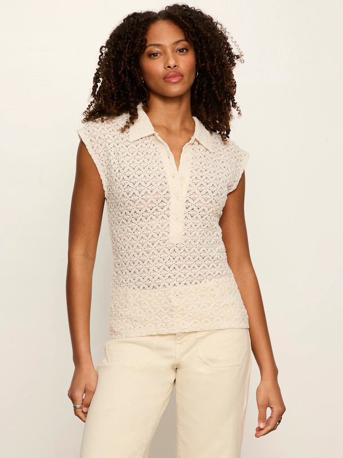 Everyday Muse Shirred Collared Tee - Elle Maxine