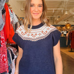 Fair Isle Short Sleeve Sweater - Elle Maxine