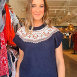 Fair Isle Short Sleeve Sweater - Elle Maxine