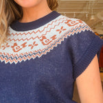 Fair Isle Short Sleeve Sweater - Elle Maxine