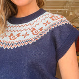 Fair Isle Short Sleeve Sweater - Elle Maxine