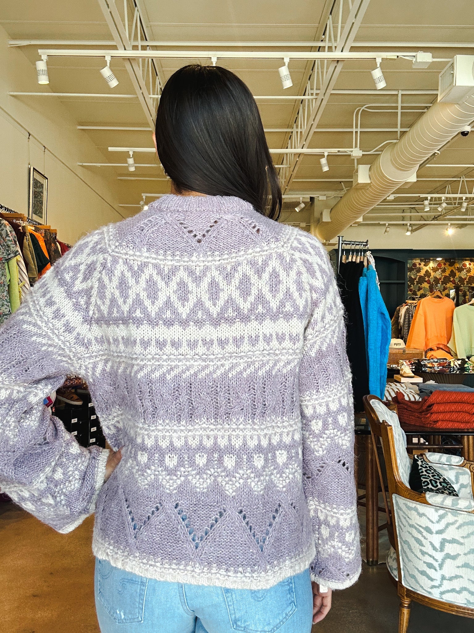 Fairaisle Crew Neck Sweater - Twilight Mauve - Elle Maxine