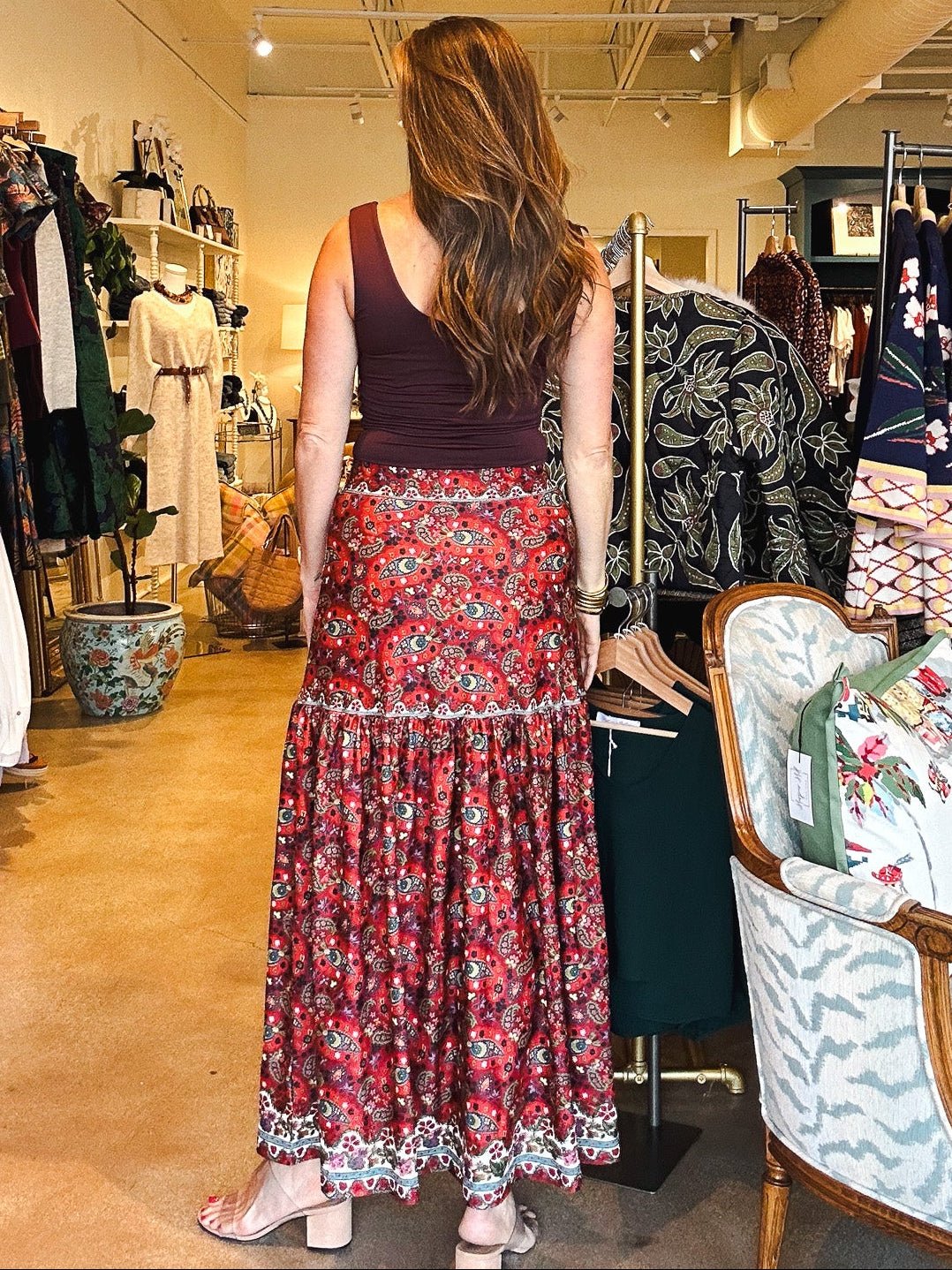 Faye Midi Skirt - Nordic Paisley - Elle Maxine