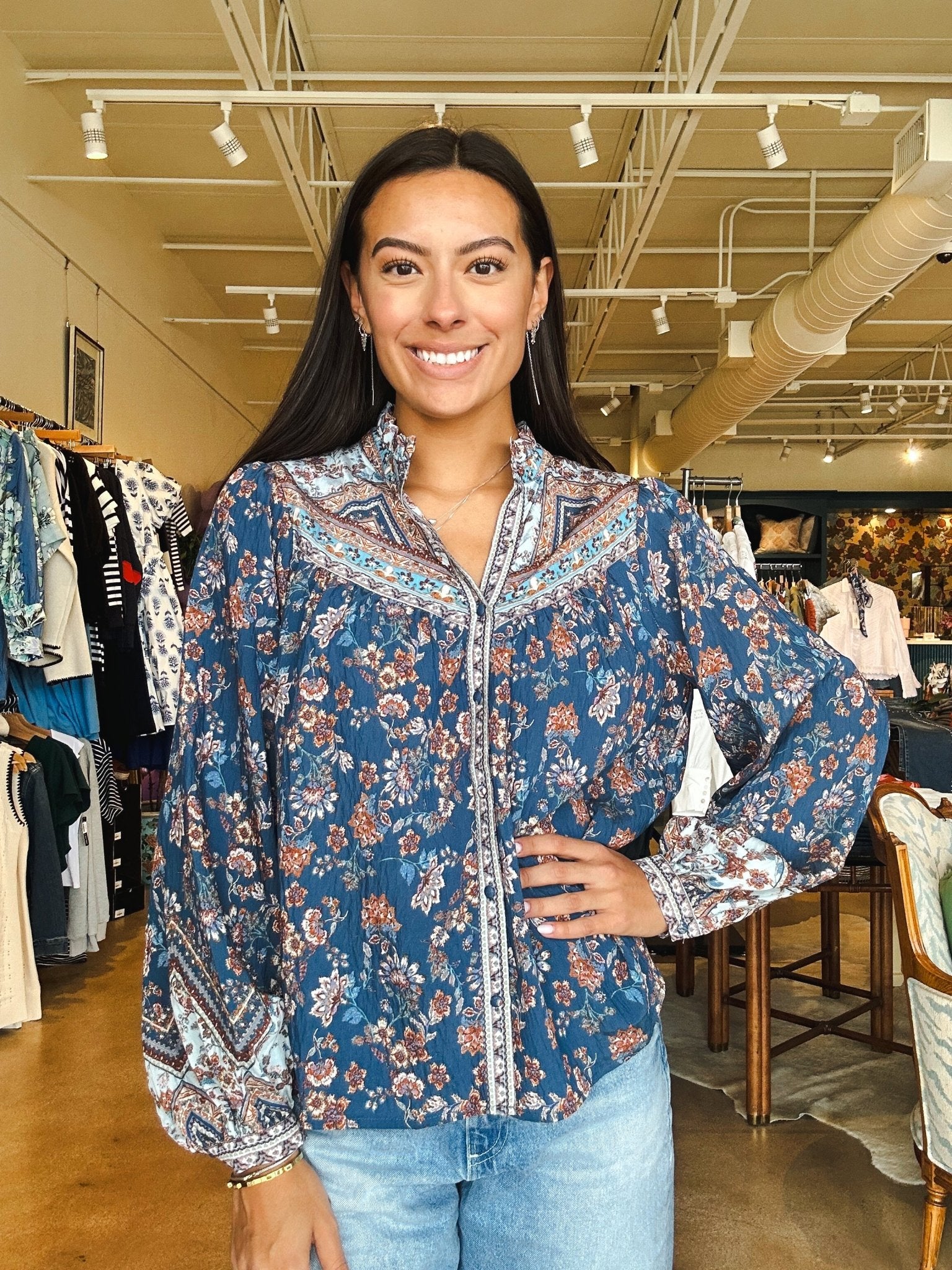 Fiona Floral Ruffle Blouse - Elle Maxine