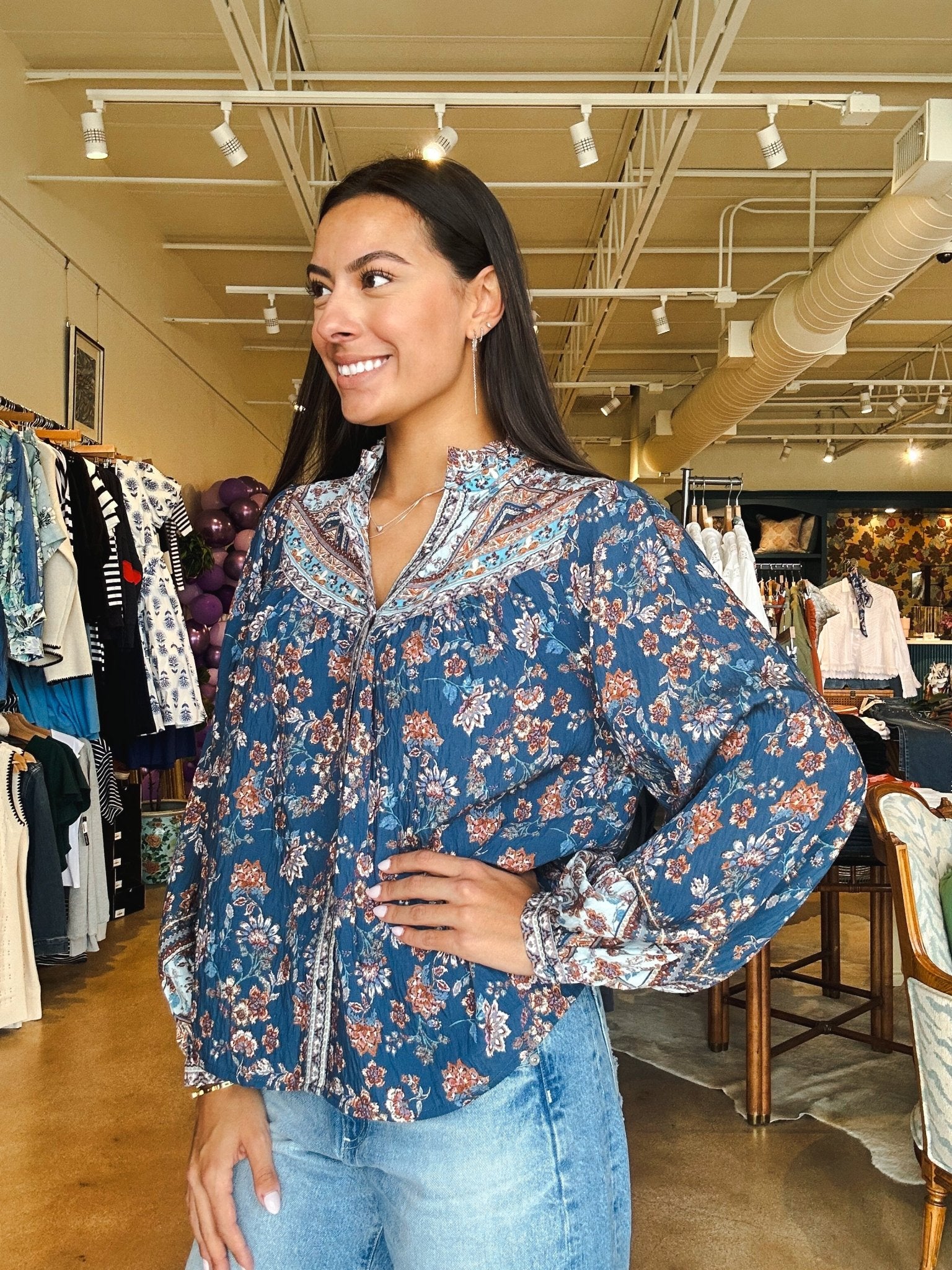 Fiona Floral Ruffle Blouse - Elle Maxine