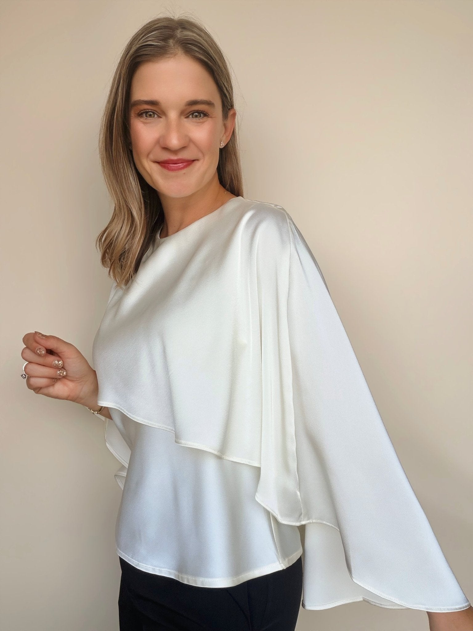 Fiona Satin Cape Top - Elle Maxine