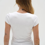 Fitted Ribbed Crew Tee - White - Elle Maxine