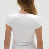 Fitted Ribbed Crew Tee - White - Elle Maxine