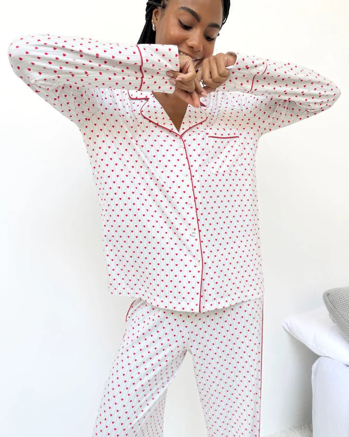 Flora Pajama Set - Holiday Hearts - Elle Maxine
