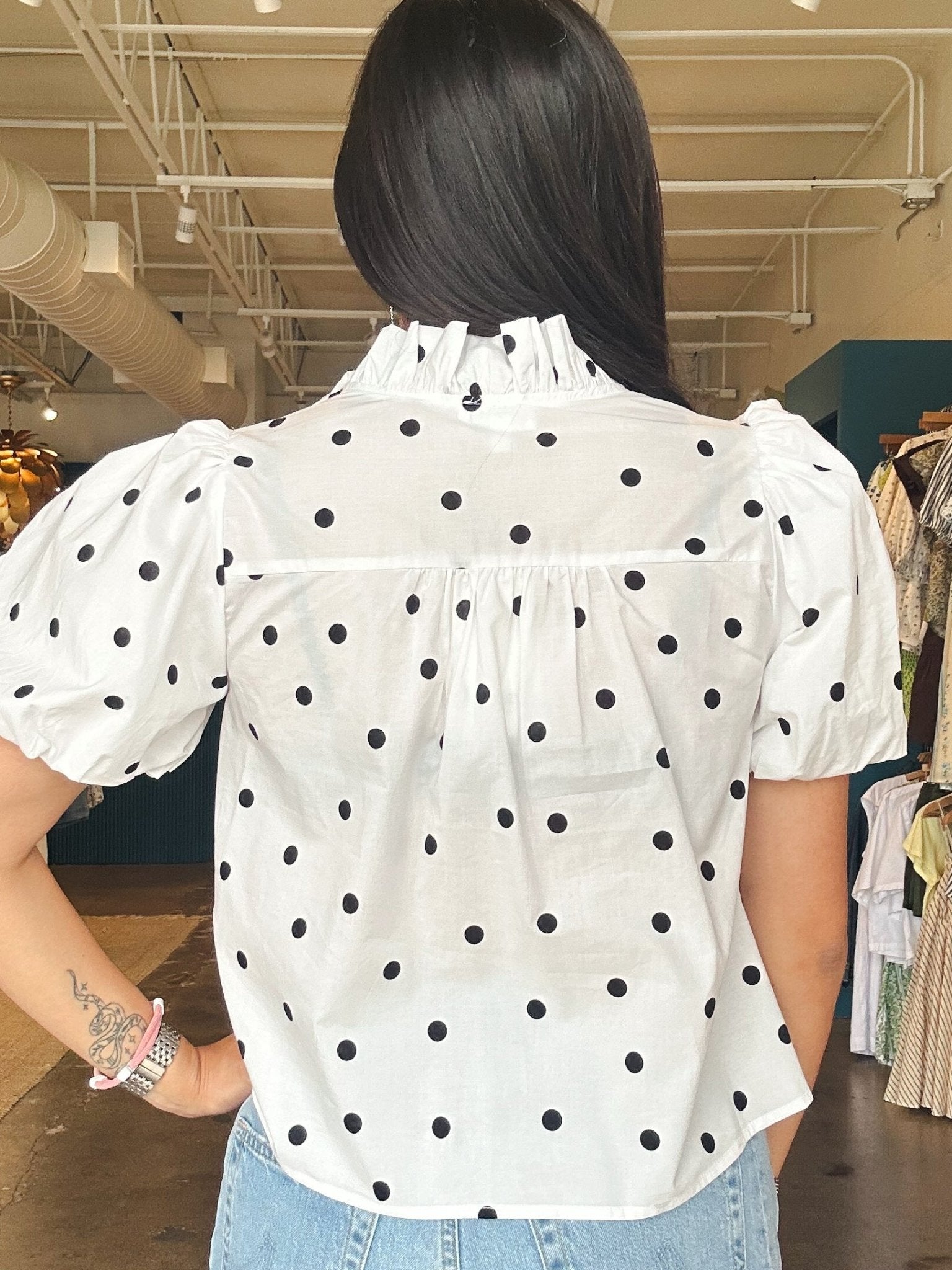 Francie Ruffle Polka Dot Top - Elle Maxine