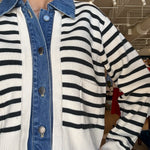 Francis Stripe Sweater Jacket - Green - Elle Maxine