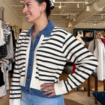 Francis Stripe Sweater Jacket - Green - Elle Maxine