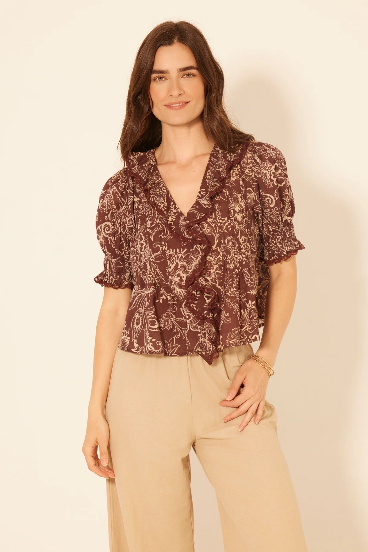 Gaile Ruffle Puff Sleeve Top - Elle Maxine