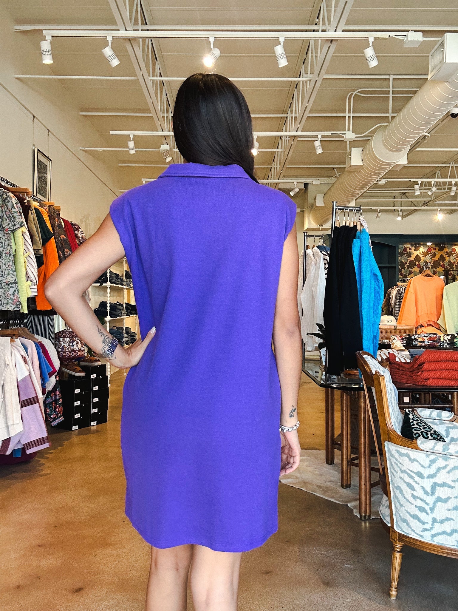 Gameday Half Zip Dress - Purple - Elle Maxine