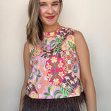 Garden Party Feather Hem Sleeveless Top - Elle Maxine