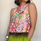 Garden Party Feather Hem Sleeveless Top - Elle Maxine
