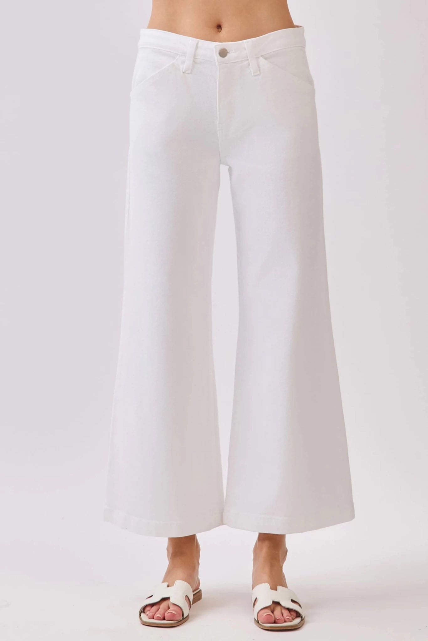 Genoa Slant Pocket Crop Jean - White - Elle Maxine