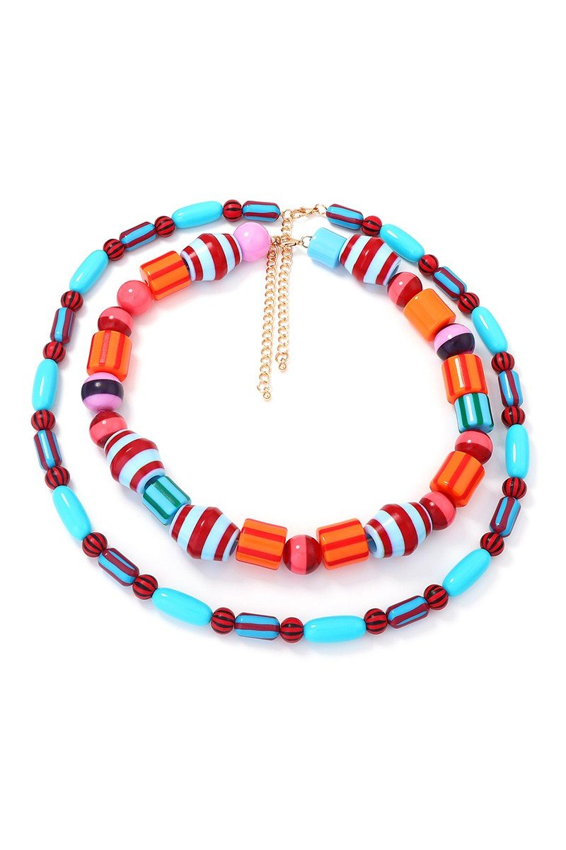 Geo Painted Bead Necklace Set - Elle Maxine