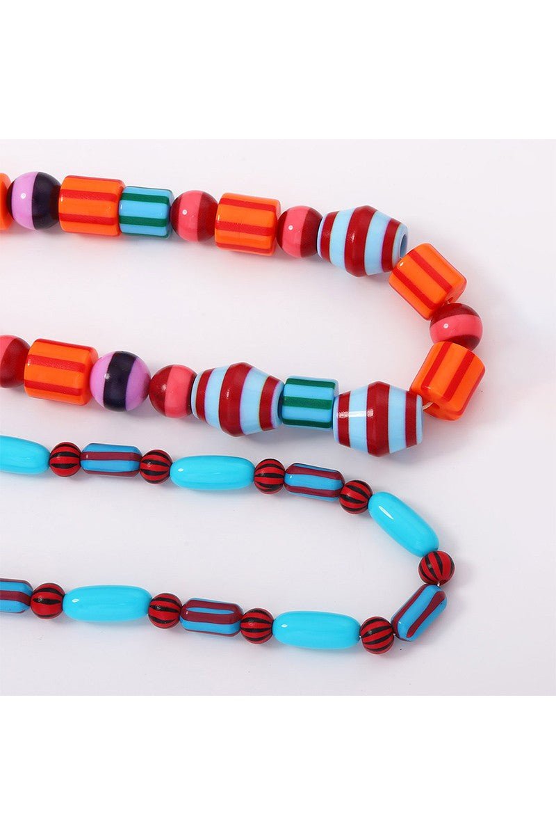 Geo Painted Bead Necklace Set - Elle Maxine