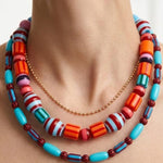 Geo Painted Bead Necklace Set - Elle Maxine
