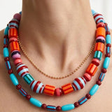 Geo Painted Bead Necklace Set - Elle Maxine