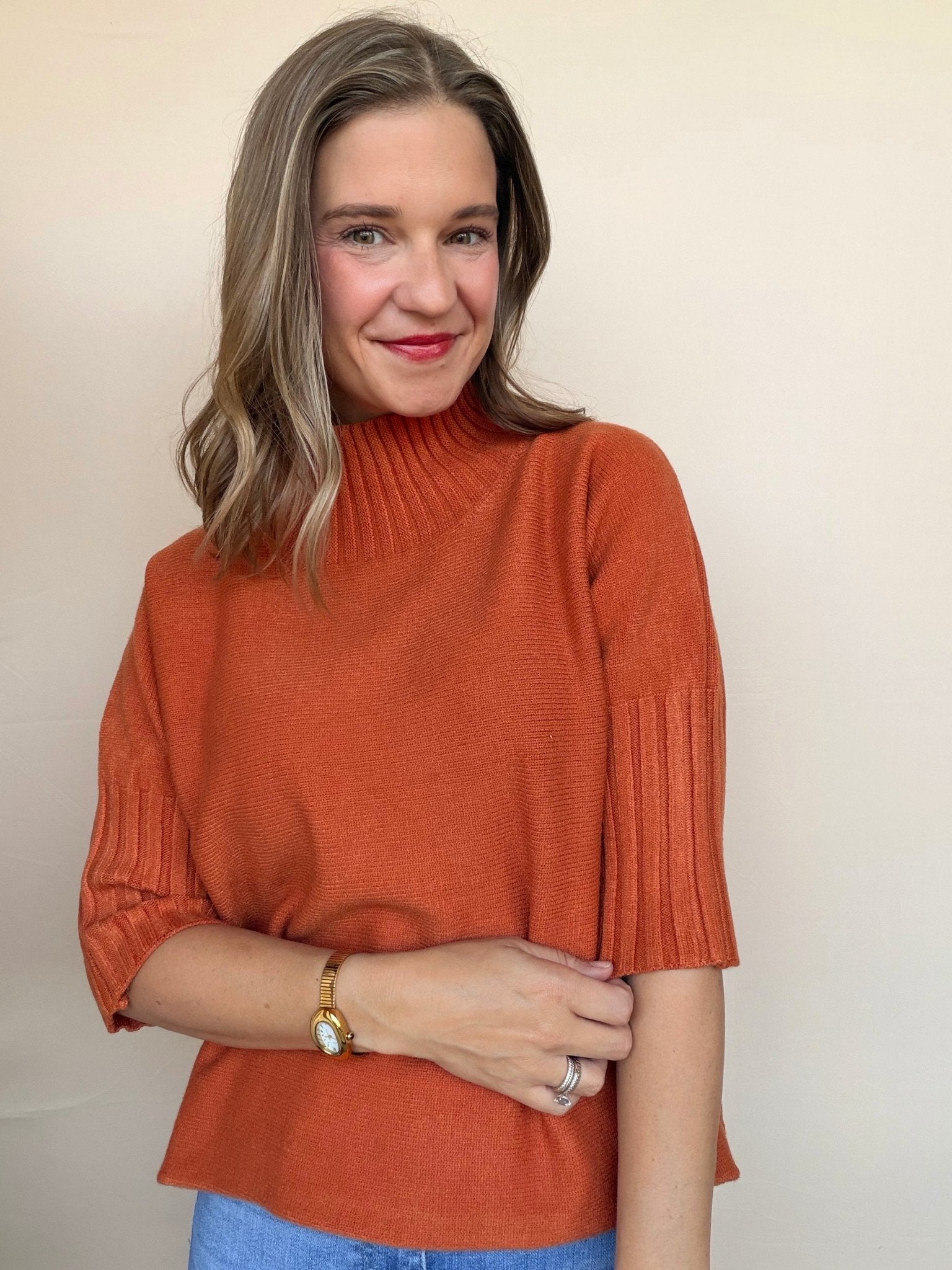 Georgia Mock Neck Sweater - Elle Maxine