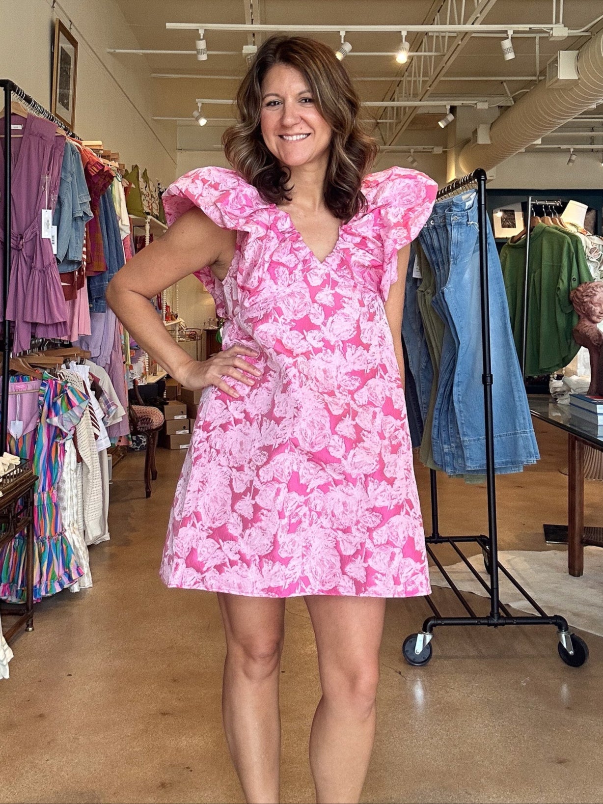 Giana Jacquard Dress - Pink - Elle Maxine