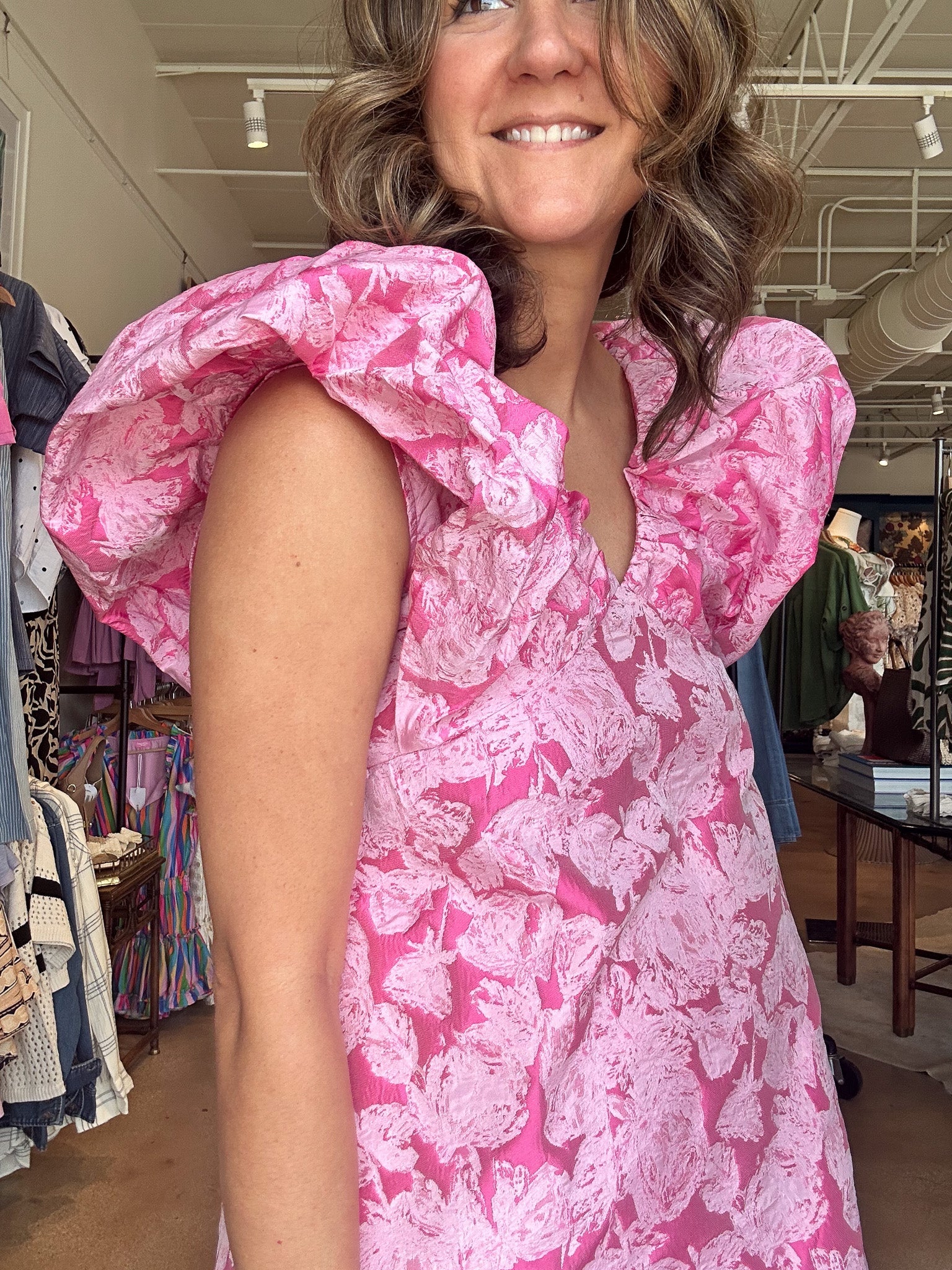 Giana Jacquard Dress - Pink - Elle Maxine