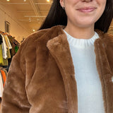 Gina Fur Cropped Jacket - Brown - Elle Maxine