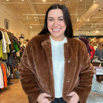 Gina Fur Cropped Jacket - Brown - Elle Maxine
