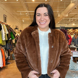 Gina Fur Cropped Jacket - Brown - Elle Maxine