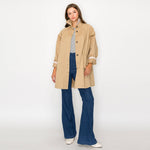 Gingham Trim Trench Coat - Elle Maxine