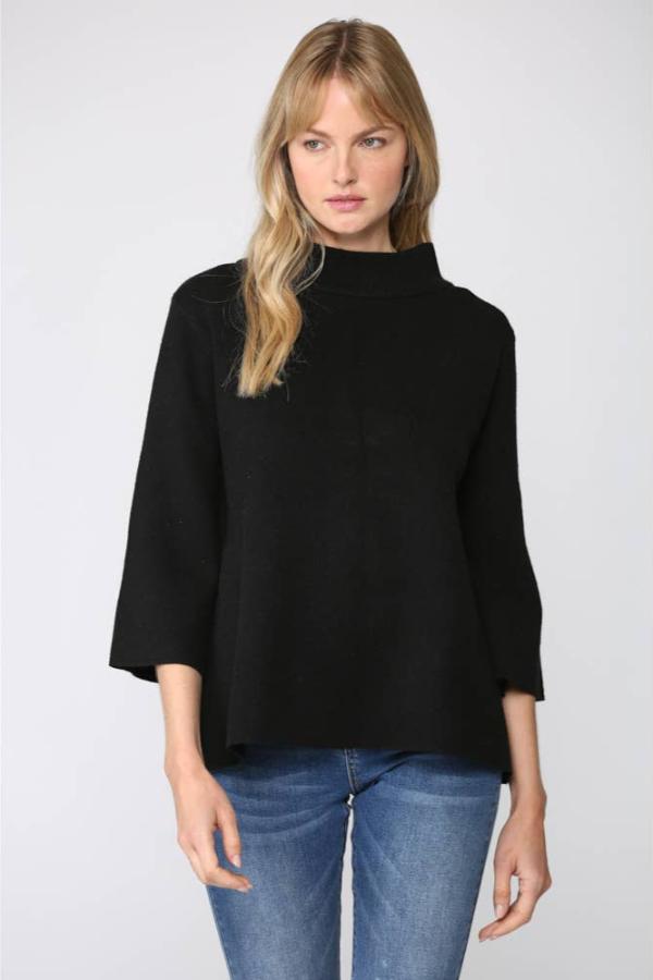 Ginny Mock Neck Sweater - Black - Elle Maxine