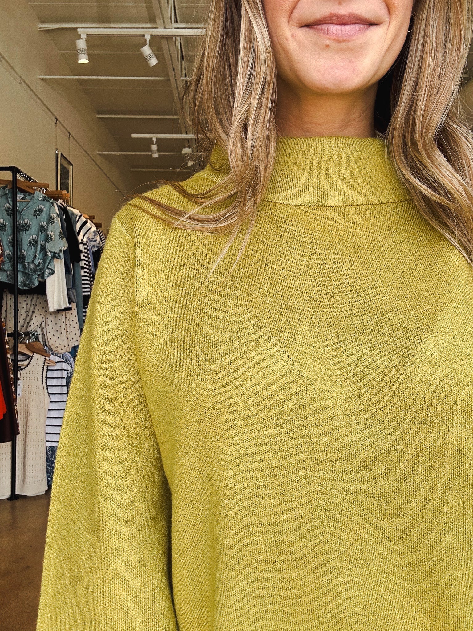 Ginny Mock Neck Sweater - Dark Citron - Elle Maxine