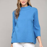 Ginny Mock Neck Sweater - French Blue - Elle Maxine