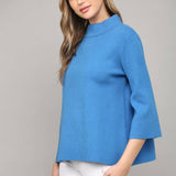 Ginny Mock Neck Sweater - French Blue - Elle Maxine