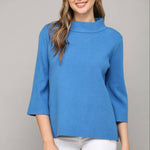 Ginny Mock Neck Sweater - French Blue - Elle Maxine
