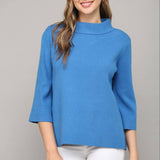Ginny Mock Neck Sweater - French Blue - Elle Maxine