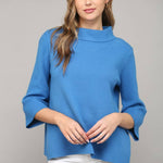 Ginny Mock Neck Sweater - French Blue - Elle Maxine