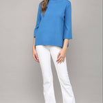 Ginny Mock Neck Sweater - French Blue - Elle Maxine