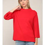 Ginny Mock Neck Sweater - Red - Elle Maxine