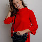 Ginny Mock Neck Sweater - Red - Elle Maxine