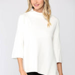 Ginny Mock Neck Sweater - White - Elle Maxine