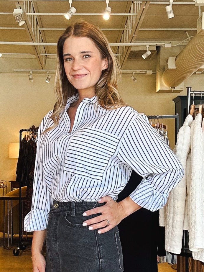 Gio Rhinestone Stripe Top - Elle Maxine