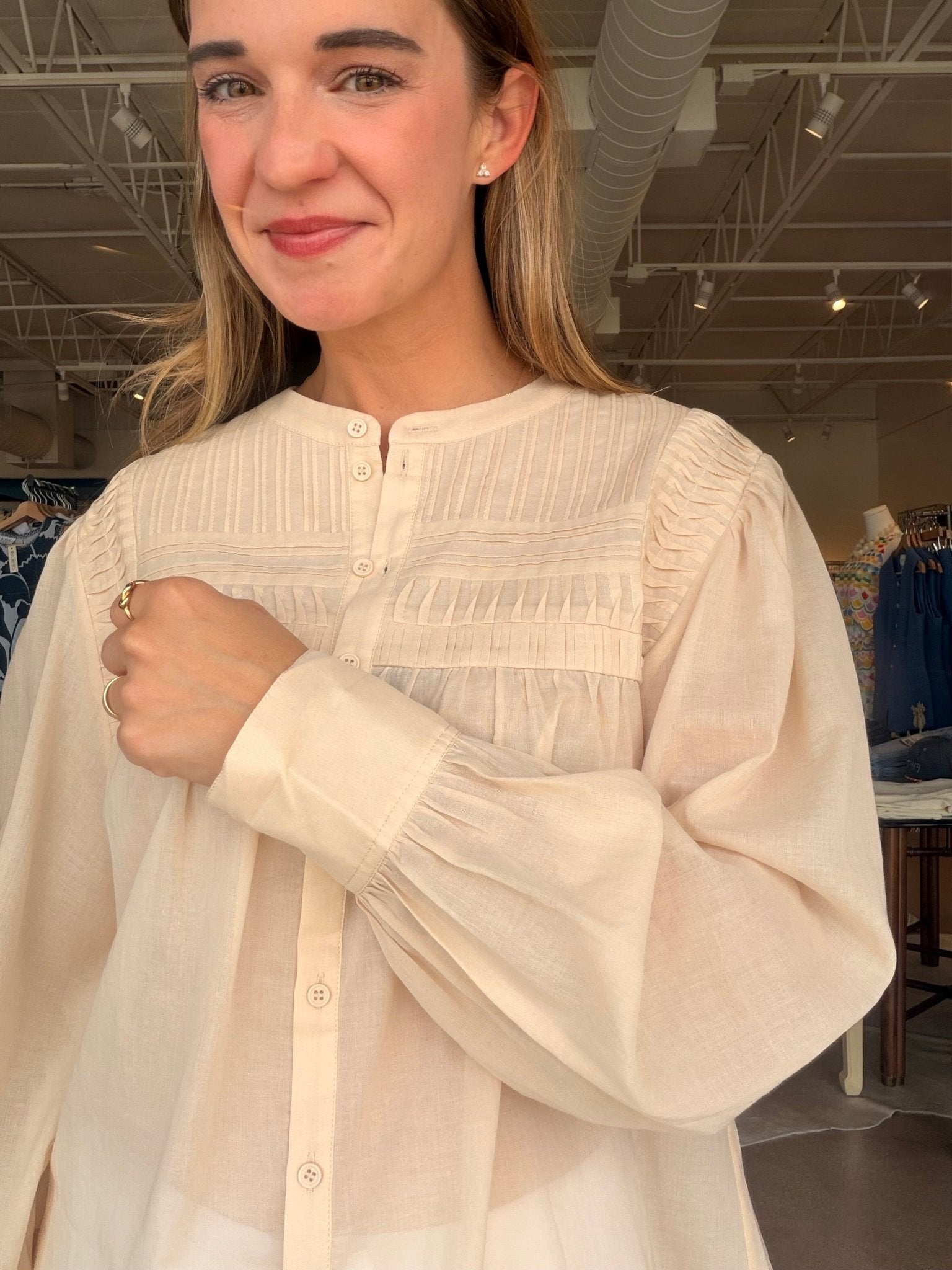 Giving the Most Pintuck Shirt - Elle Maxine