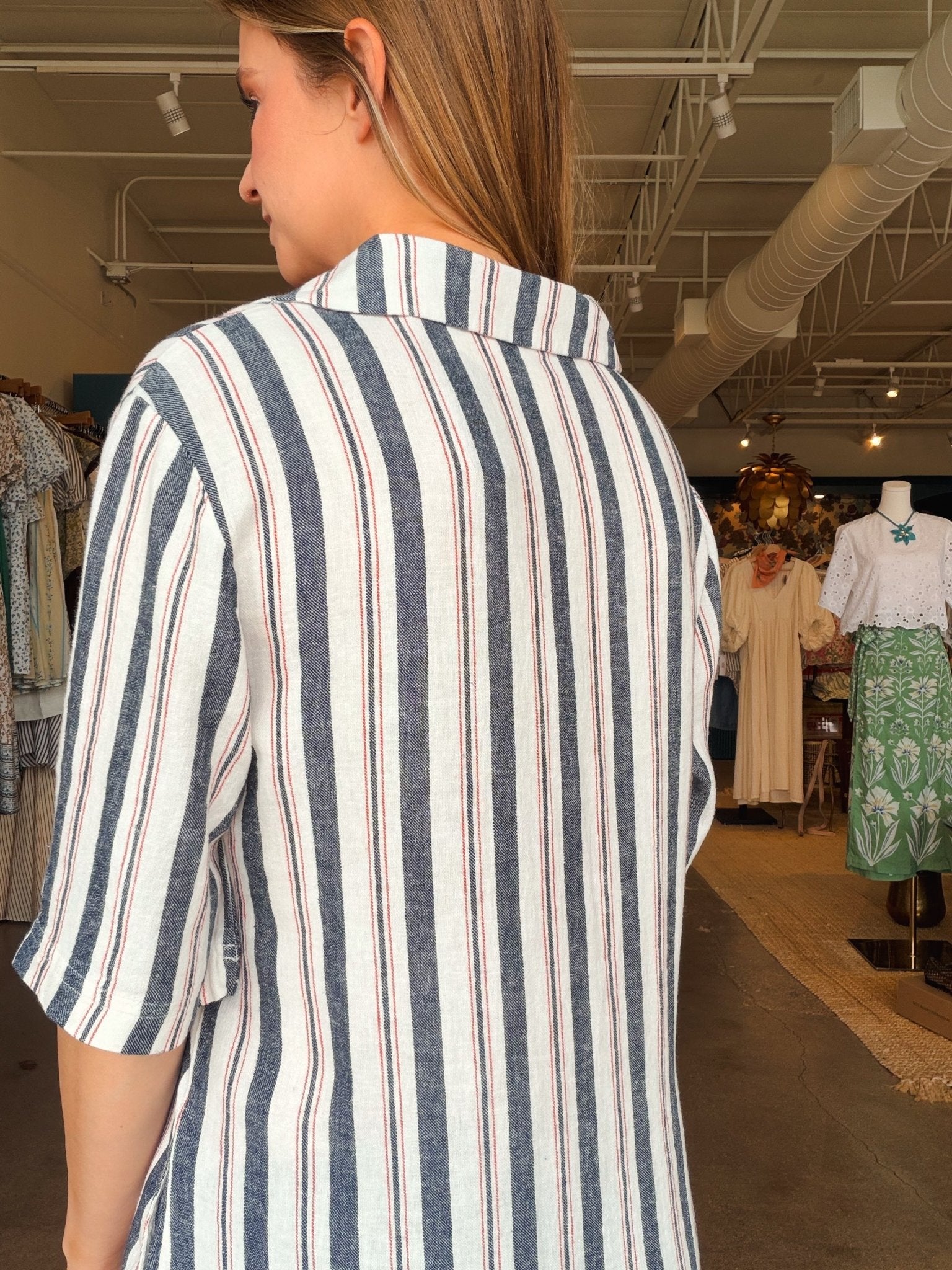 Glory Stripe Collared Shirt Dress - Elle Maxine